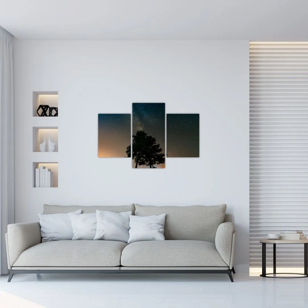 Tablou cu cerul nocturn și copaci (90x60 cm)