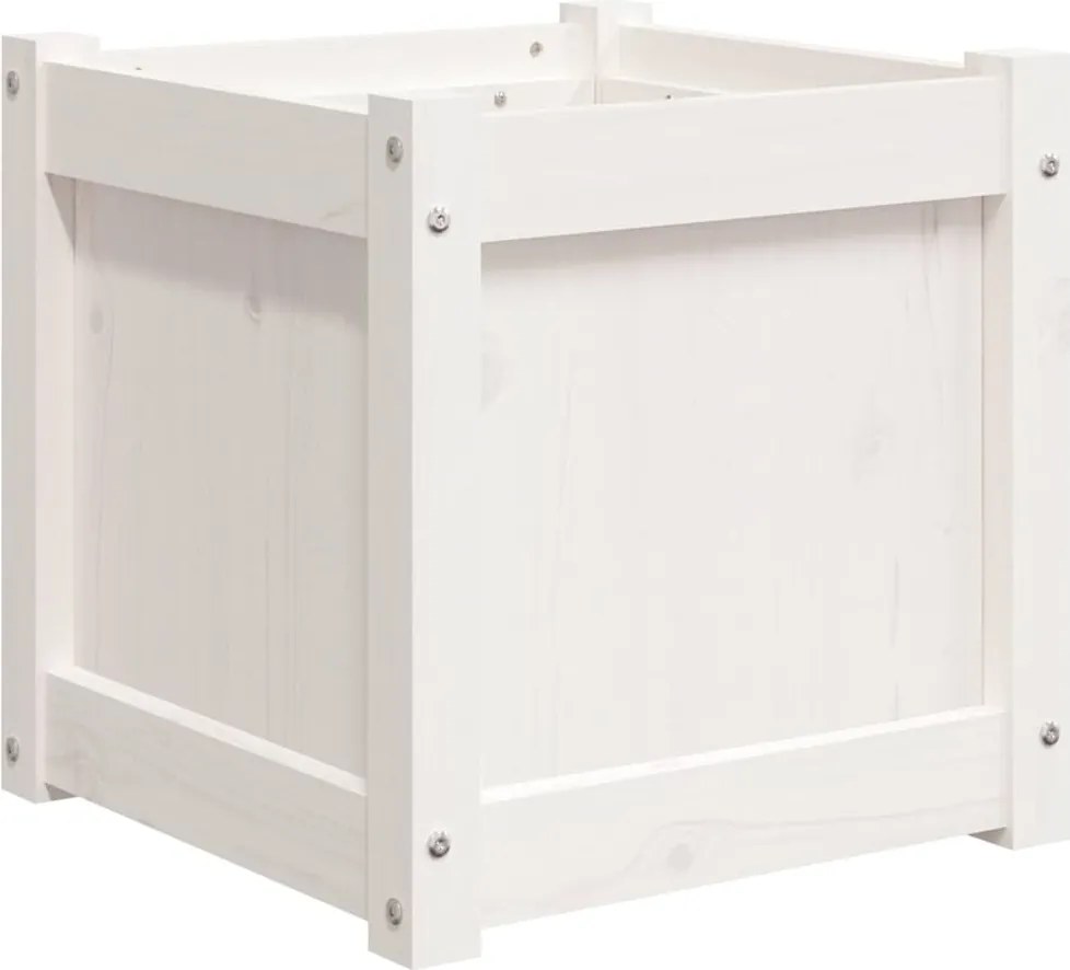 vidaXL Jardiniere de grădină, alb, 40x40x40 cm, lemn masiv pin