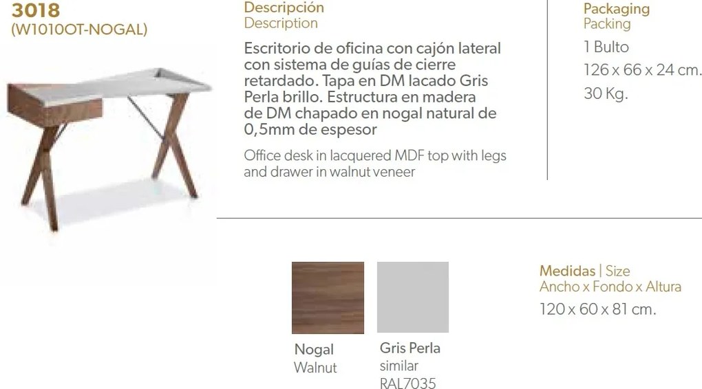 Birou elegant design modern Lory AC-W1010OT-NOGAL