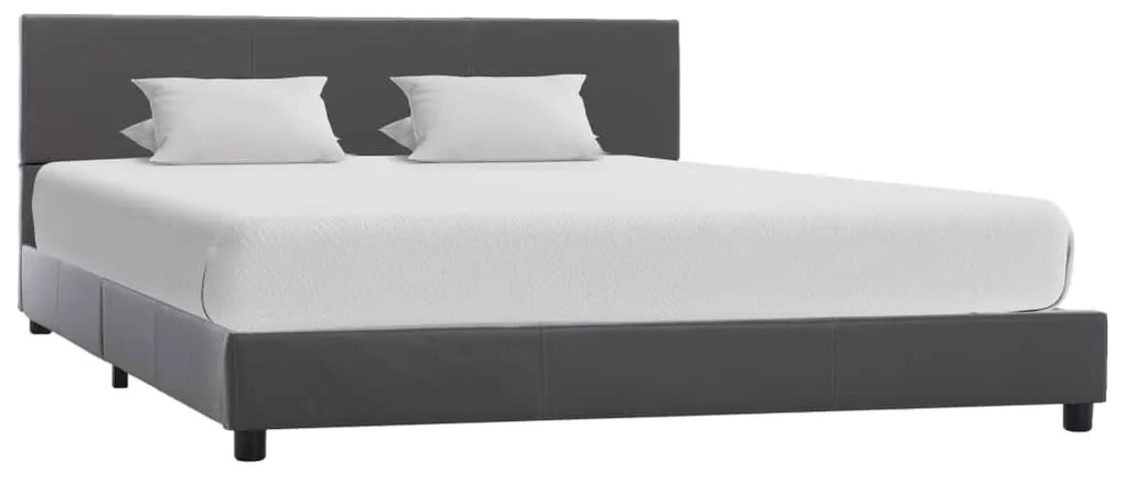 284778 vidaXL Cadru de pat, gri, 160 x 200 cm, piele ecologică