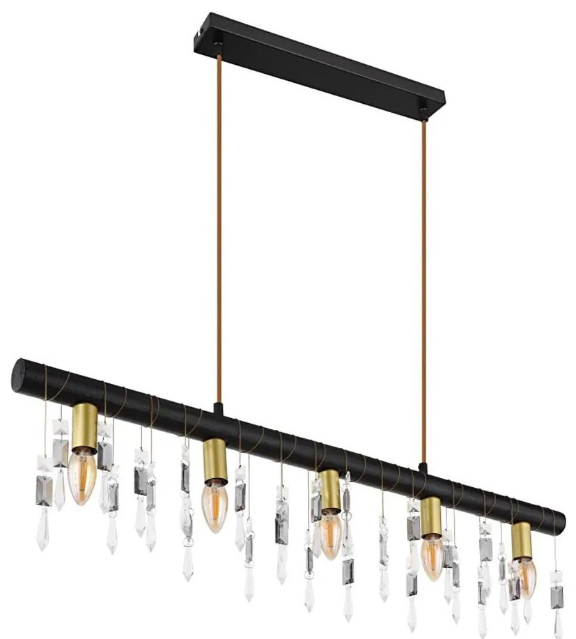 Globo 15532-5HB - Candelabru suspendat pe cablu KIRA, 5xE14/40W/230V, negru