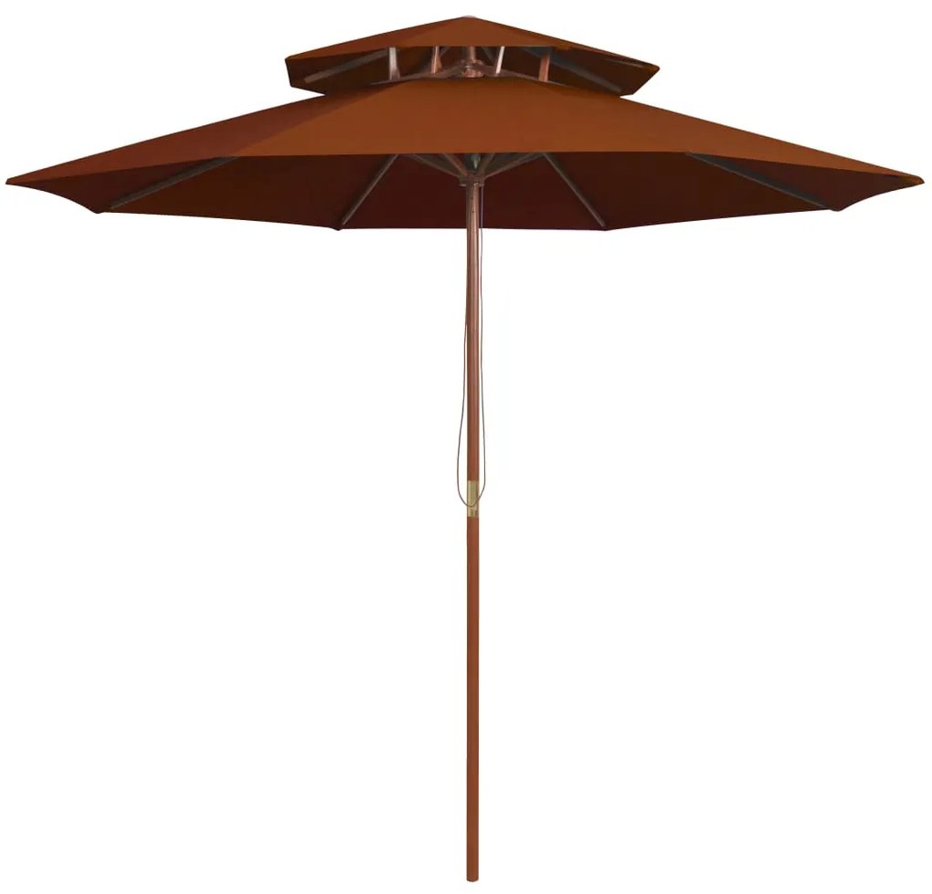 vidaXL Umbrelă de soare dublă, stâlp din lemn, cărămiziu, 270 cm