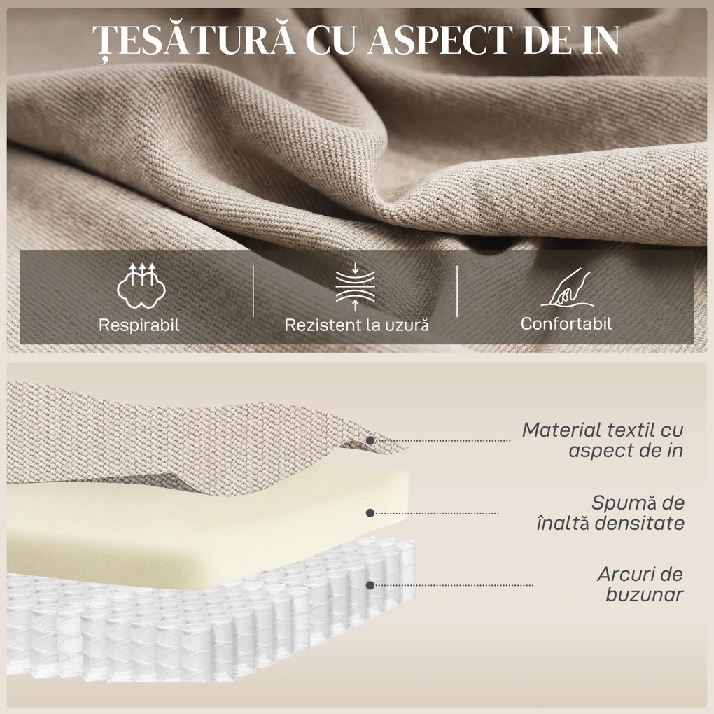 HOMCOM Fotoliu Electric cu Ridicare 150° din Material ce Imita Inul cu 8 Puncte de Masaj, Încălzire, Bej | Aosom Romania