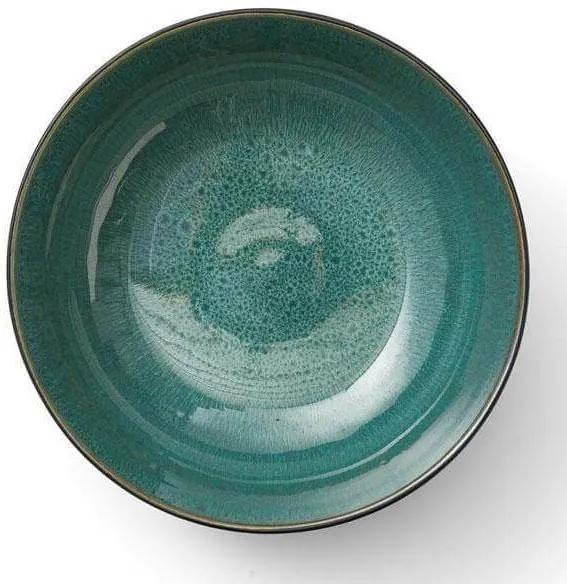 Bol Salata din Ceramica Neagra cu Interior Verde - Ceramica Verde Diametru(30cm) x Inaltime(10cm)
