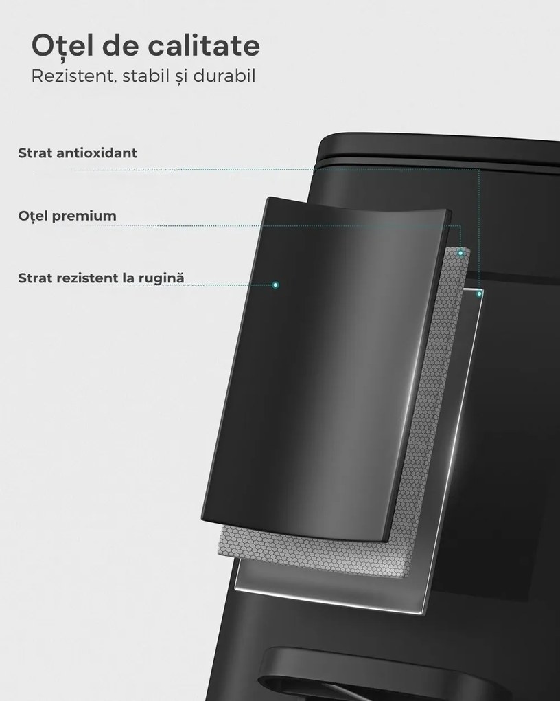 Coș de gunoi pentru baie NORD, 6 l, negru SongmicsHome