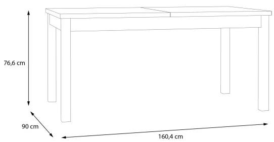 Masa extensibila Pickadilly, Gri Deschis Si Stejar Pamantiu, 160.4 x 76.6 x 90 Cm