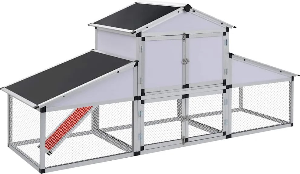 vidaXL 41323 Coteț de găini cu zonă de mișcare și repaus aluminiu