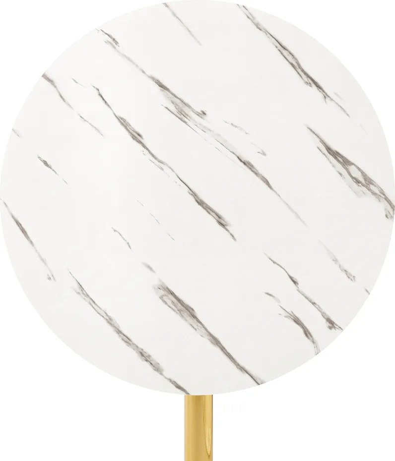 Masă dining, marmură deschisă / crom gold - auriu, diametru 80 cm, LAMONT