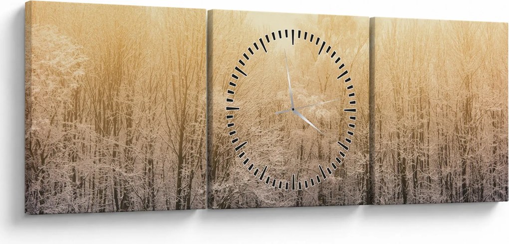 Tablou cu pădure geroasă (cu ceas) (90x30 cm)