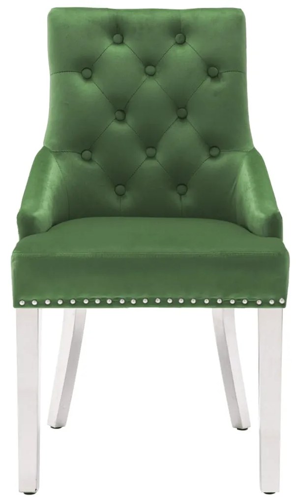 337013 vidaXL Scaun de bucătărie, verde închis, catifea