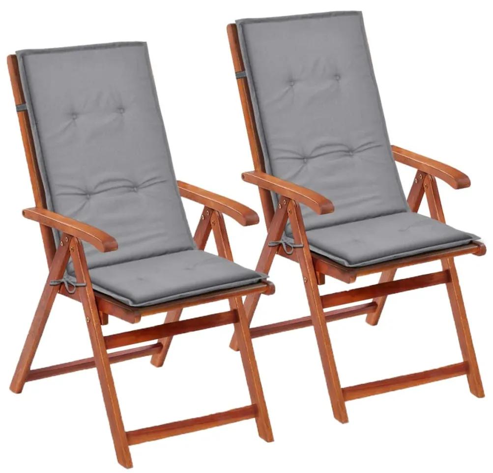 vidaXL Perne scaun de grădină, 2 buc, gri, 120 x 50 x 3 cm