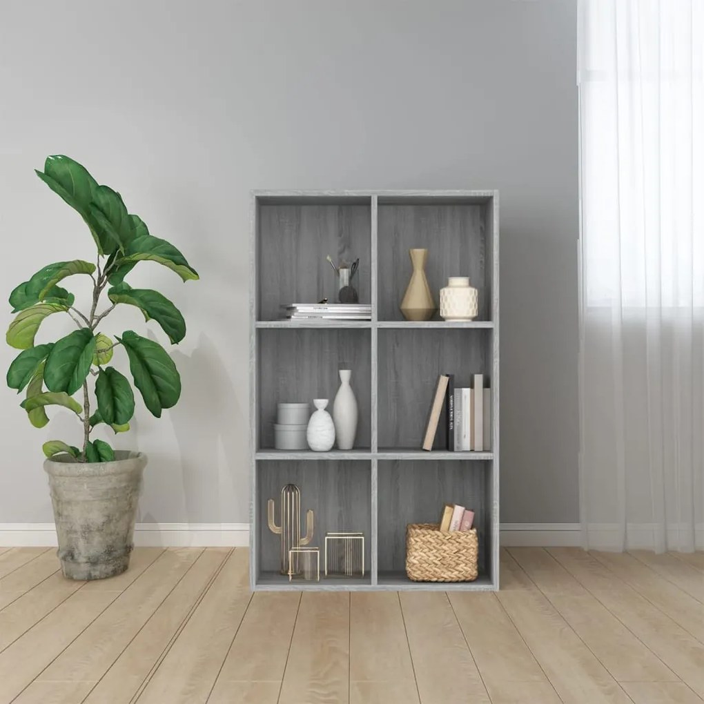 Bibliotecă/servantă, gri sonoma, 66x30x98 cm, lemn prelucrat