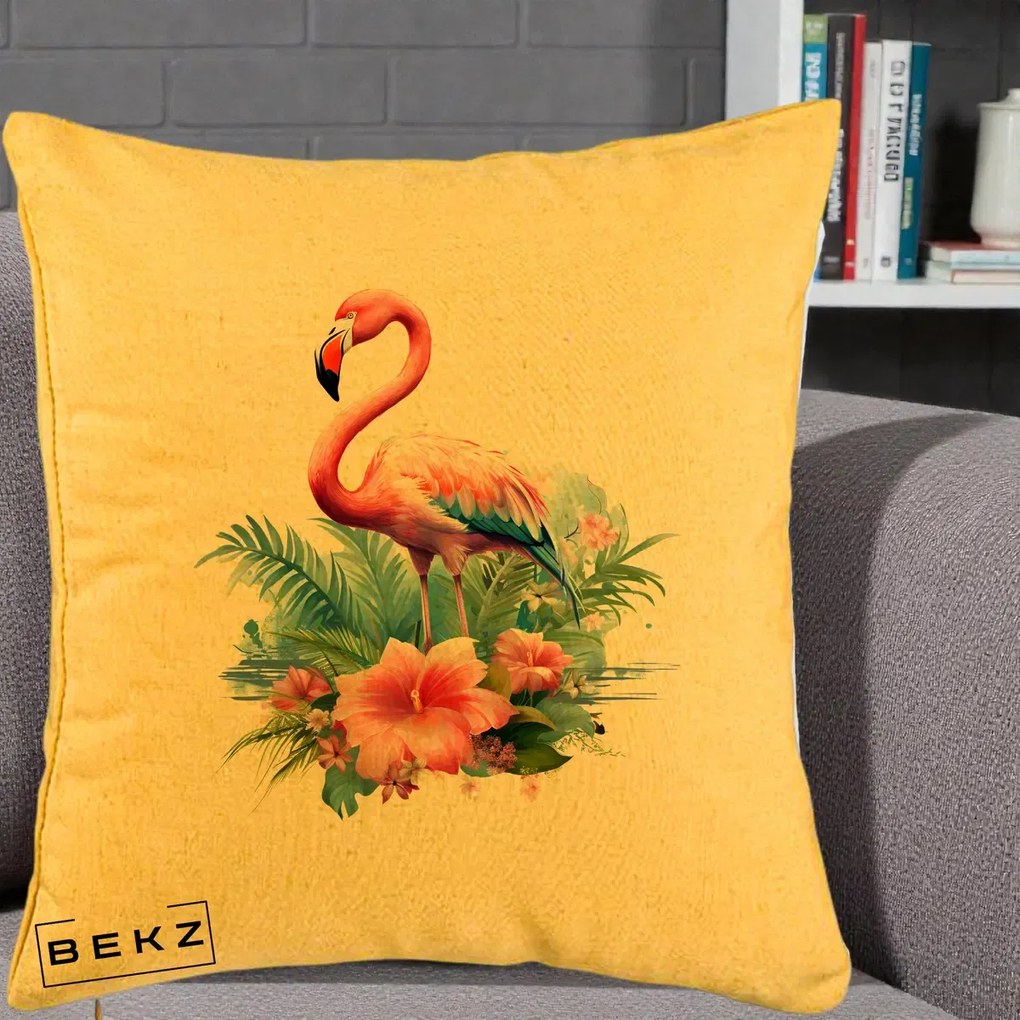 Perna Decorativa Raton in Halat Roz, 40x40 cm, Galben, Husa Detasabila, Perna Inclusa, BEKZ®