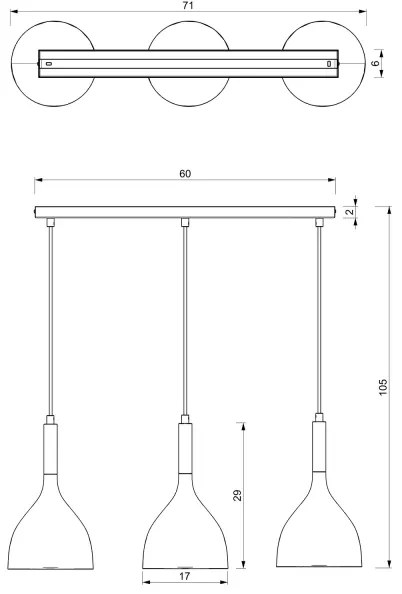 Lustră pe cablu NOAK 3xE27/60W/230V neagră/crom lucios