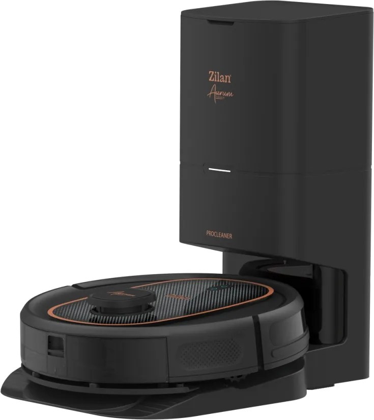 Aspirator robot Zilan ZLN5500 Aurum cu statie de colectare praf, Putere 600W, 3 trepte putere, baterie 3200mAh, Control Vocal, WiFi