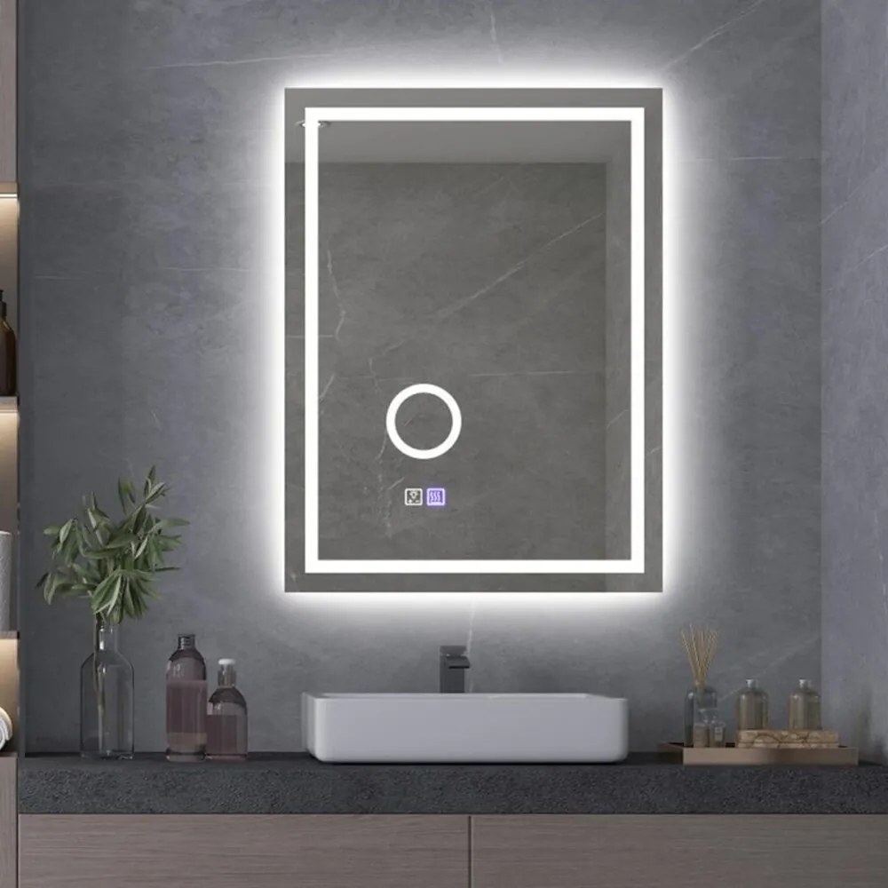 Oglinda cu iluminare si dezaburire Inter Ceramic dreptunghiulara 60x80 cm