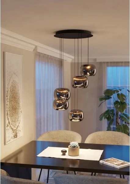 Eglo 390434 - Lustră LED dimmabilă pe cablu HORTUNAS 5xLED/5,8W/230V negru/fumuriu