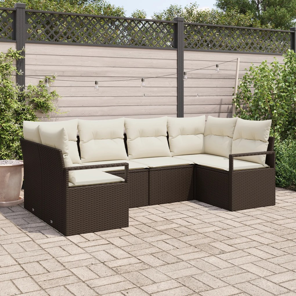 vidaXL Set de canapele pentru grădină 6 pcs Maro Rattan poli