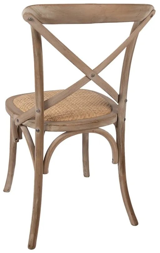 Scaun dining din lemn masiv și răchită, 44x42x88 cm, finisaj natur