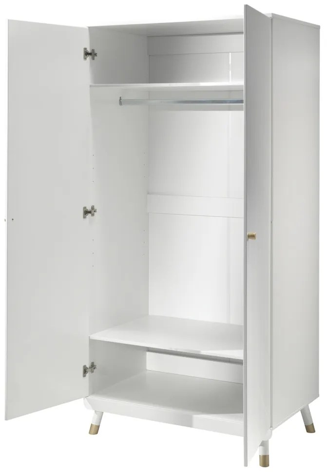 Set Dormitor pentru Copii, 4 Piese, 90x200 cm, Alb Satinat (Pin Masiv și MDF) – Billy – Vipack