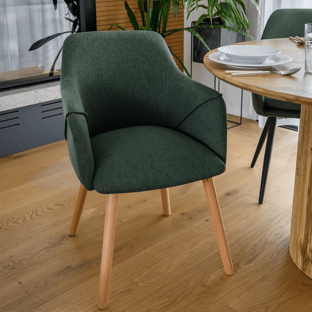 Fotoliu design, verde / fag, PETRUS
