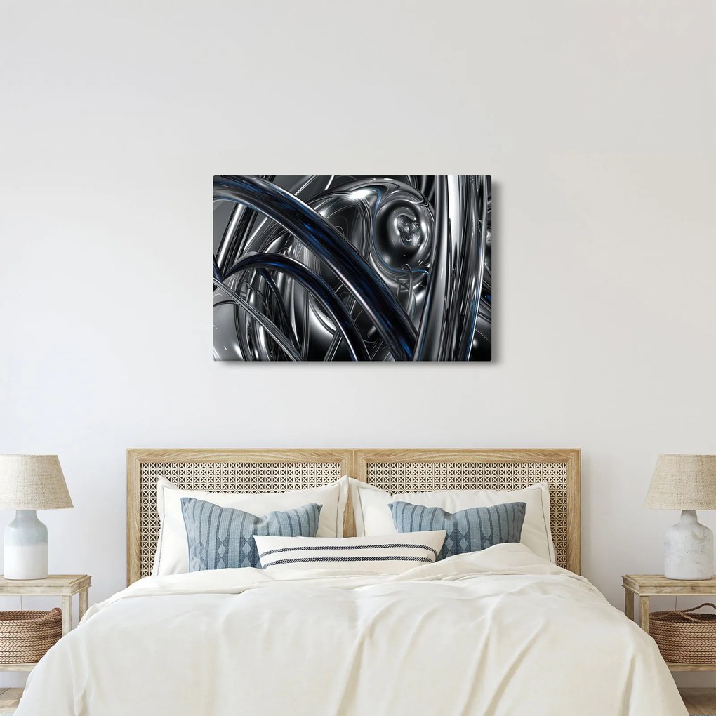 Tabloul cu abstracție gri cu albastru (90x60 cm)