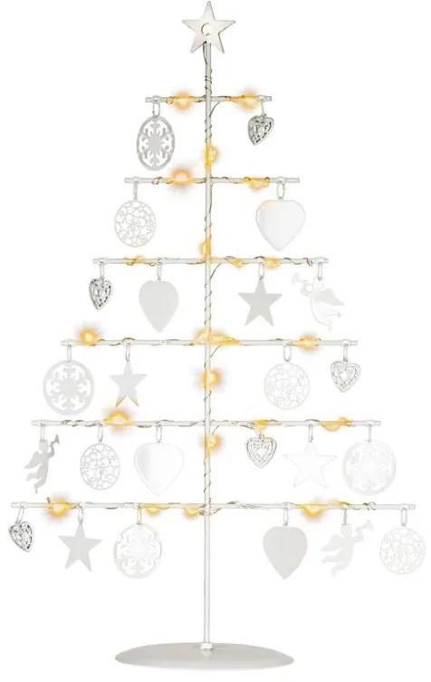 Brad decorativ de Crăciun din metal - alb, 25 LED-uri, alb c
