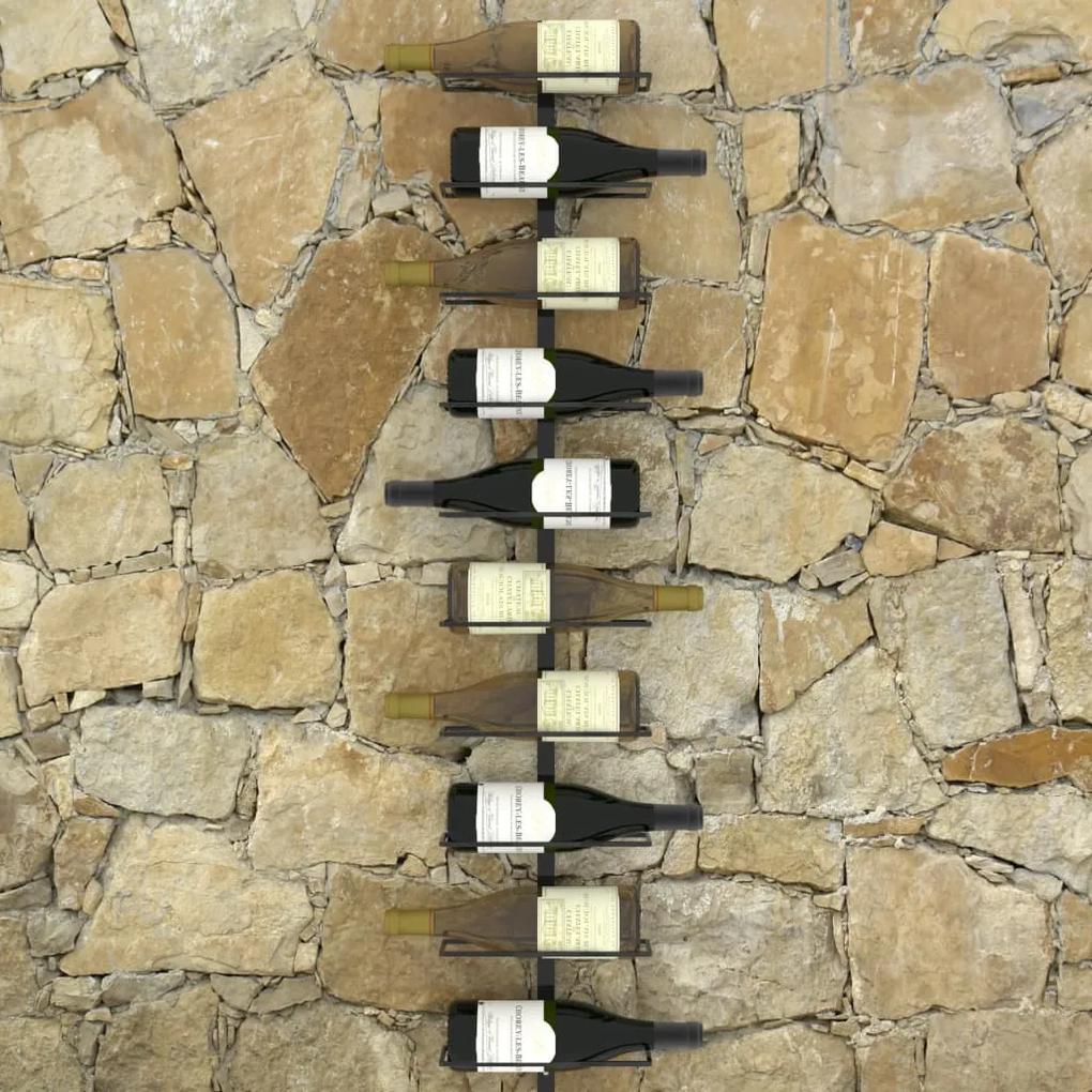 Suporturi sticle de vin montaj pe perete 10 sticle negru metal Negru, 1, 10
