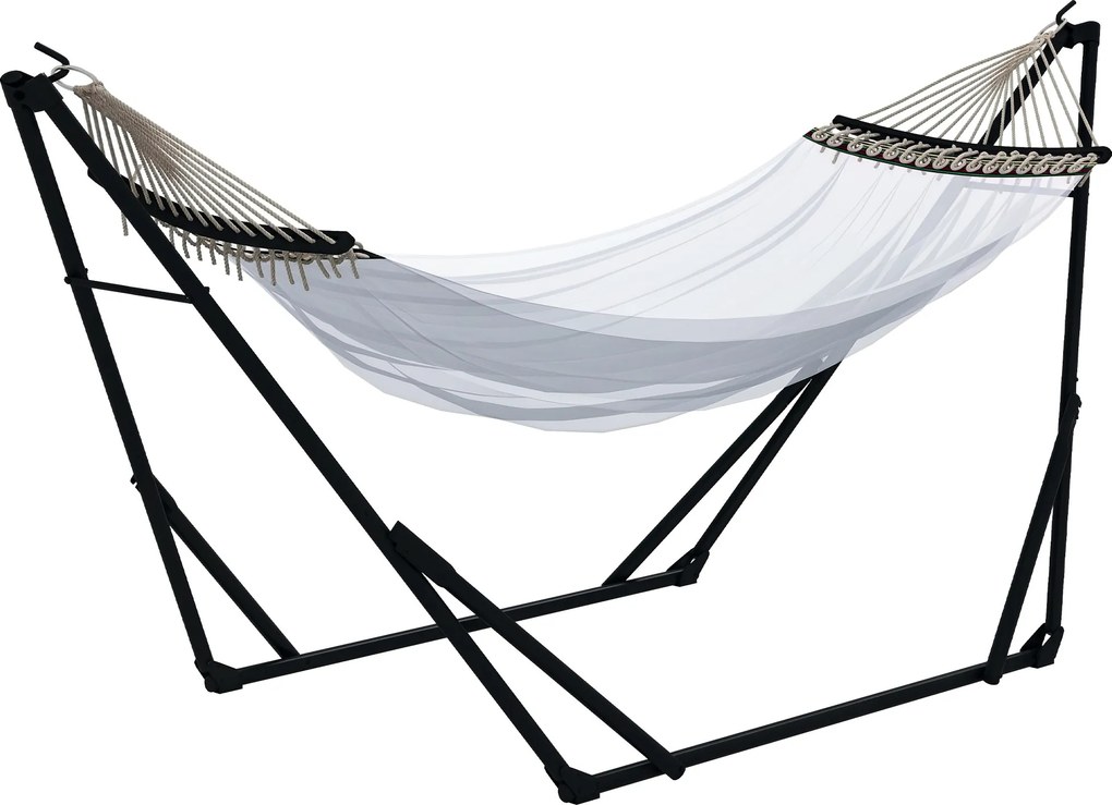 Outsunny Suport Pliabil pentru Hamac cu Geantă de Trasport Inclusă și Hamac, Hamac Portabil cu Cadru Metalic, 263x89x100 cm, Negru | Aosom Romania