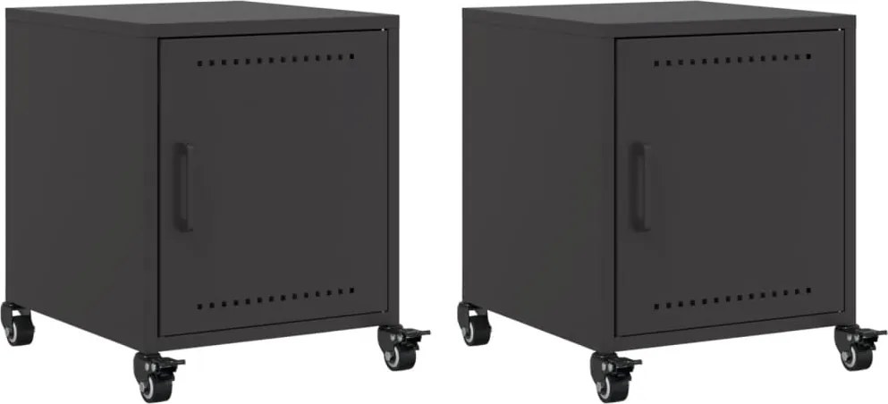 vidaXL Noptiere, 2 buc., negru, 36x39x43,5 cm, oțel