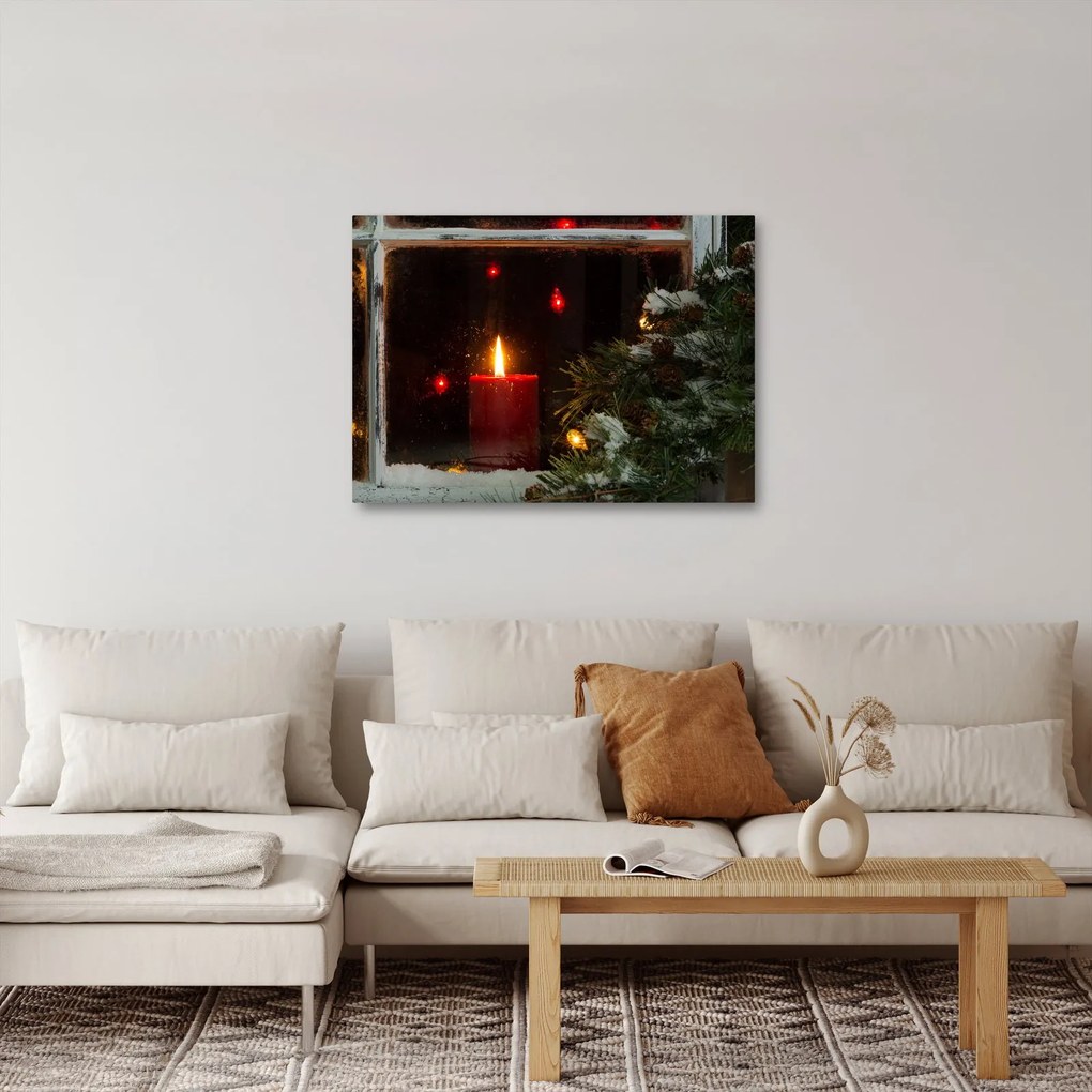 Tablou - Lumânare strălucitoare de Crăciun (70x50 cm)