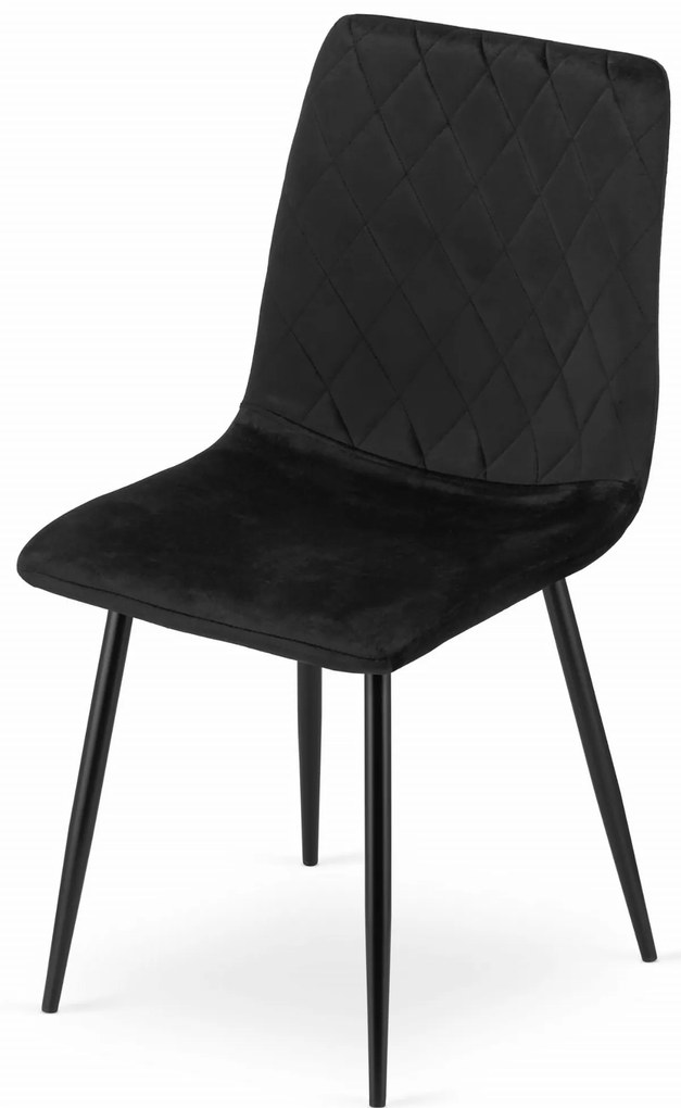 Scaun de masa din catifea neagra cu picioare negre, TURIN