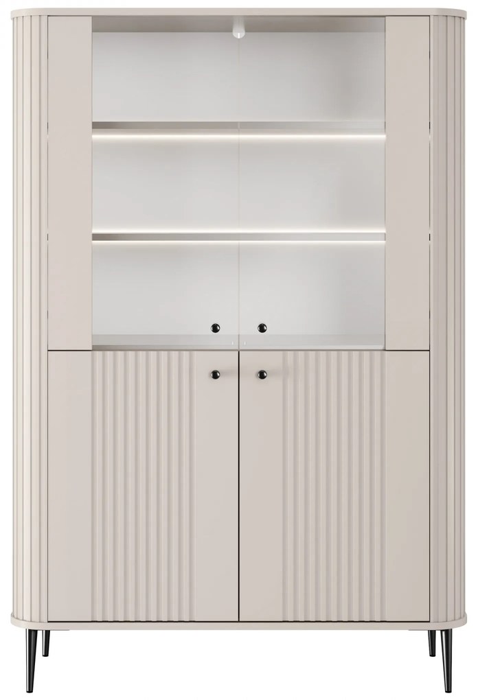 Vitrină Vesper 103 cm cu 4 uși - cașmir / picioare negre