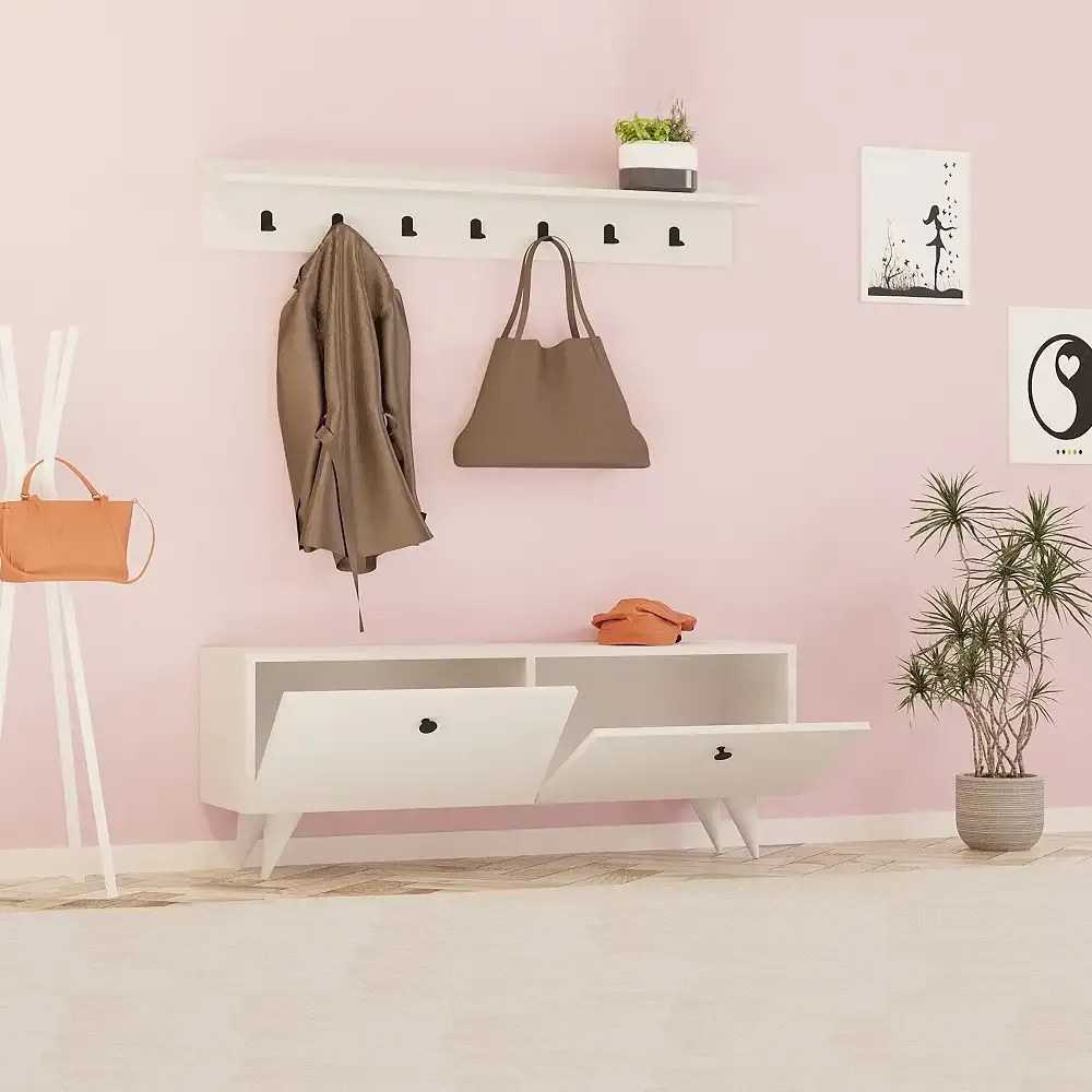 Cuier Russel pentru hol, culoare alb 113 cm