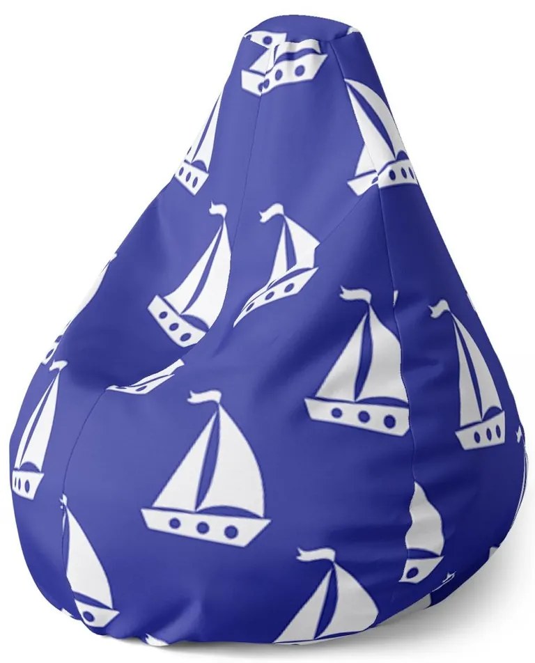Sac de șezut Pear bărci albe - pentru copii, albastru / alb