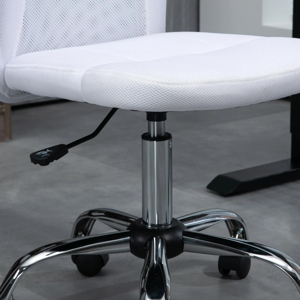 Vinsetto Scaun de birou ergonomic înălțime reglabilă picior cromat pivotant 360° îmbrăcăminte plasă albă | Aosom Romania