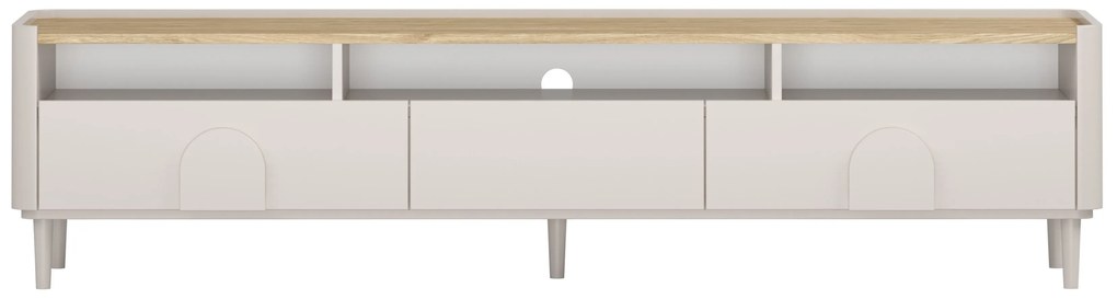 Comodă TV Amilio 200 cm cu sertare - cashmere / stejar uleiat / mânere cashmere
