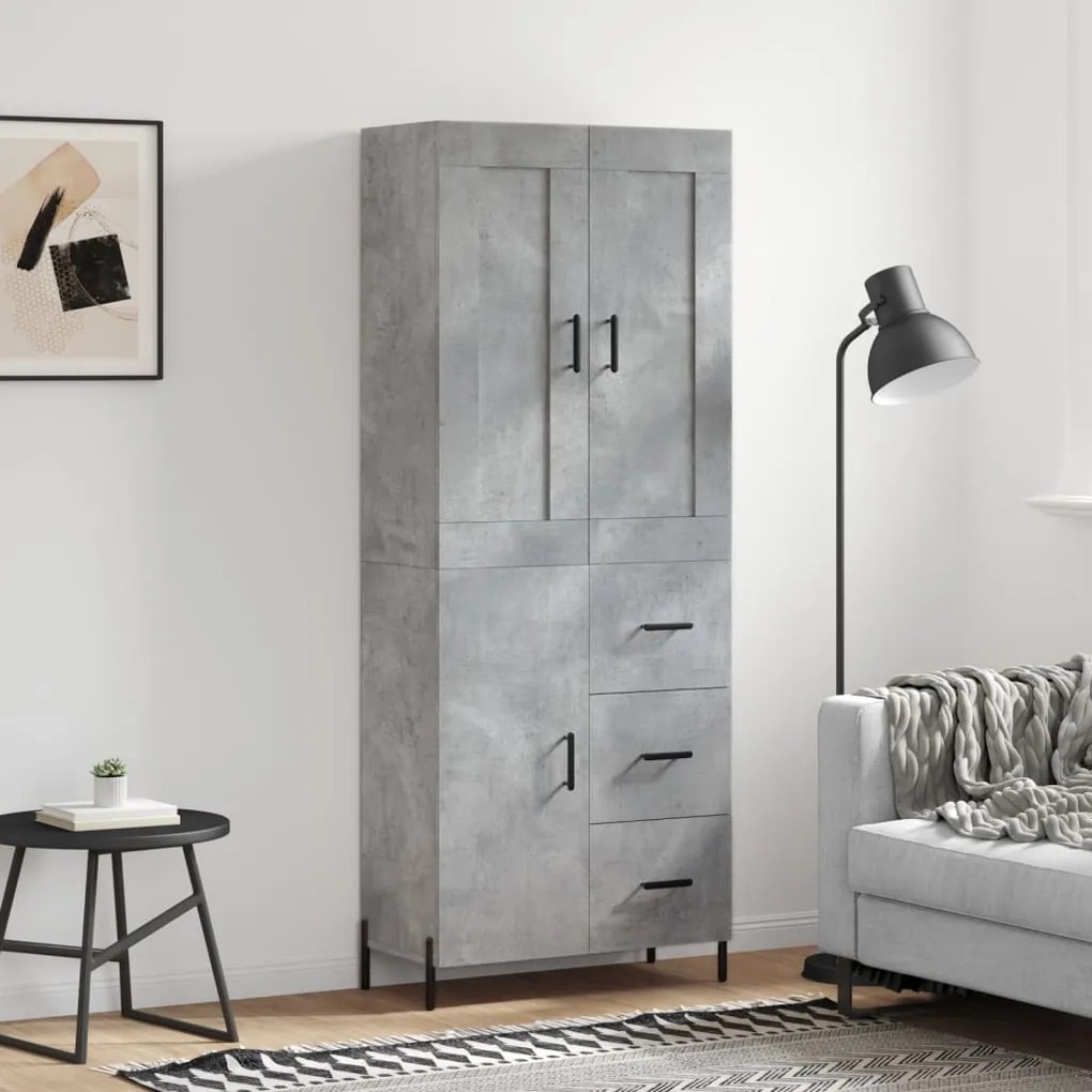 vidaXL Dulap înalt, gri beton, 69,5x34x180, lemn compozit