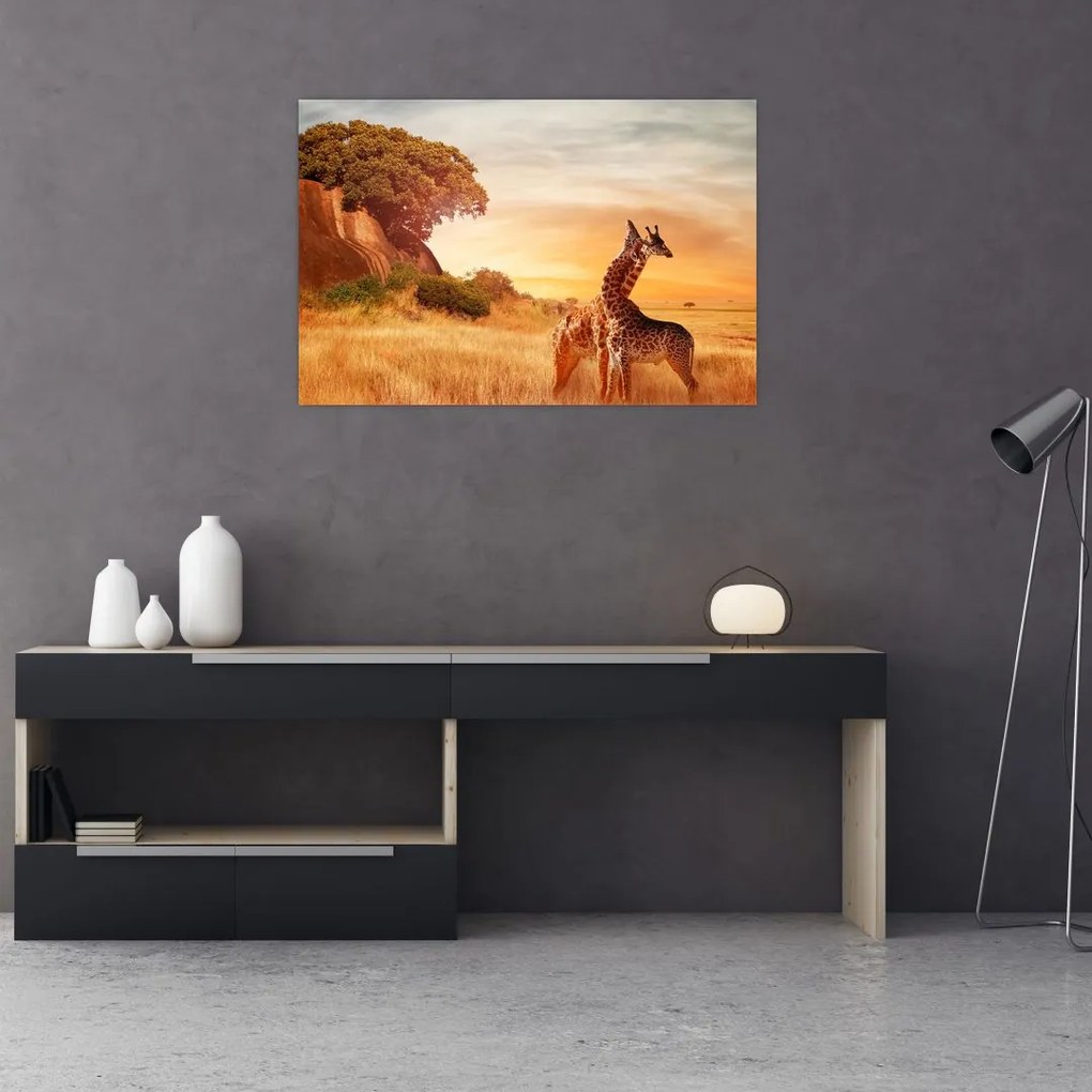 Tablou Girafe în Africa (90x60 cm)
