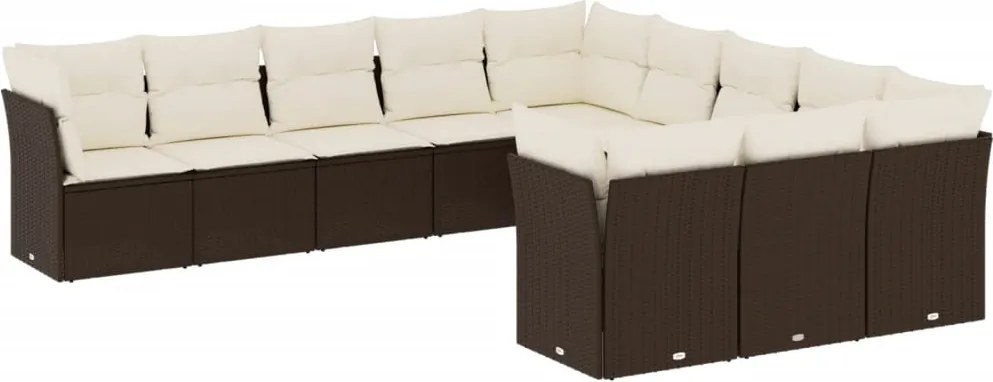 vidaXL Set canapele de grădină cu perne, 11 piese, maro, poliratan