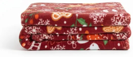 Patura din microfibre de Craciun GINGERBREAD HEART, rosie Dimensiune: 160 x 200 cm