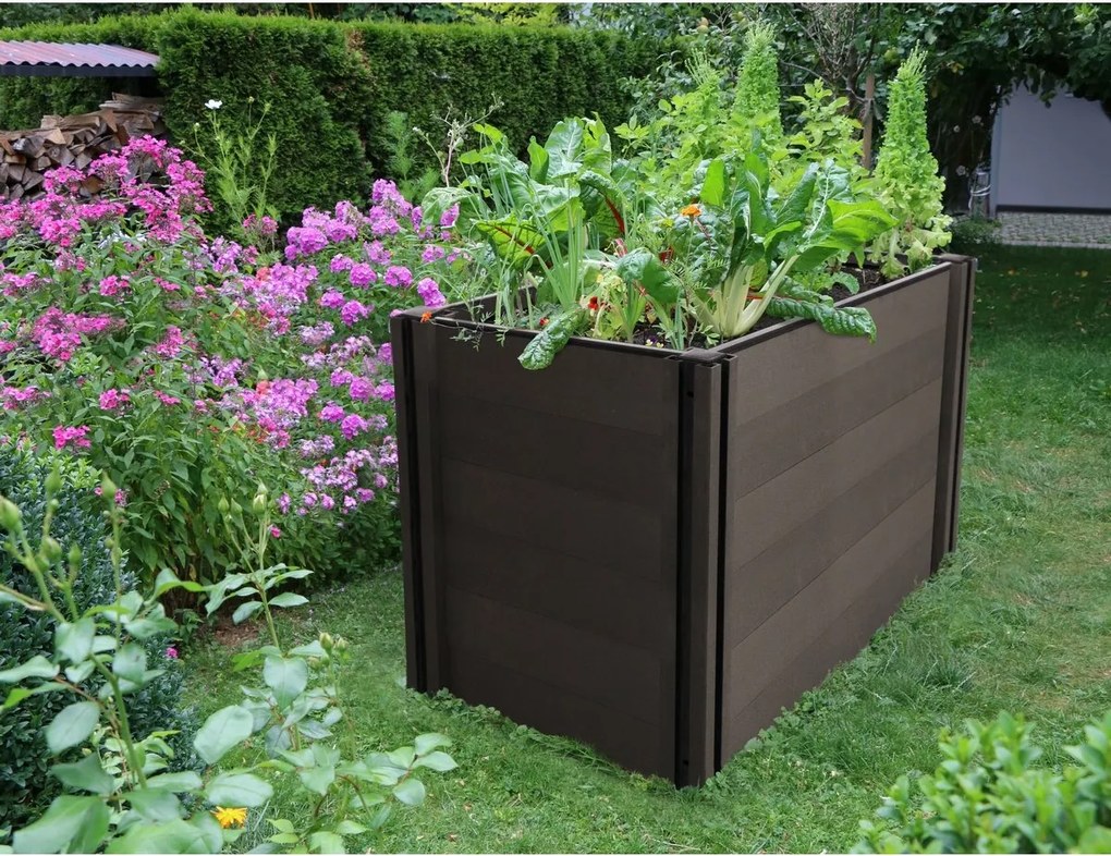 Paturi ridicate G21 Crop 183 x 68 x 80, WPC, Eben, 80 cm