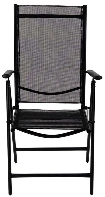 Scaun metalic pliabil Muhler 1005248, 7 pozitii, Spatar si scaun din material textil, Negru