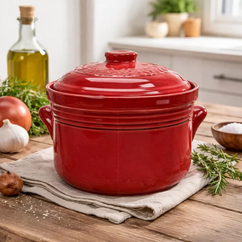 Oala Ceramica pentru Sarmale si Fripturi, Glazurata, Rotunda, 8  Litri