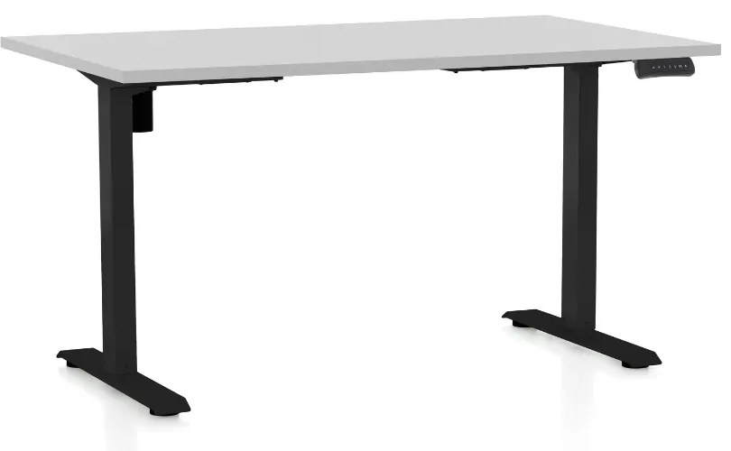 Masa inaltime reglabila OfficeTech B, 140 x 80 cm, bază neagră, gri deschis