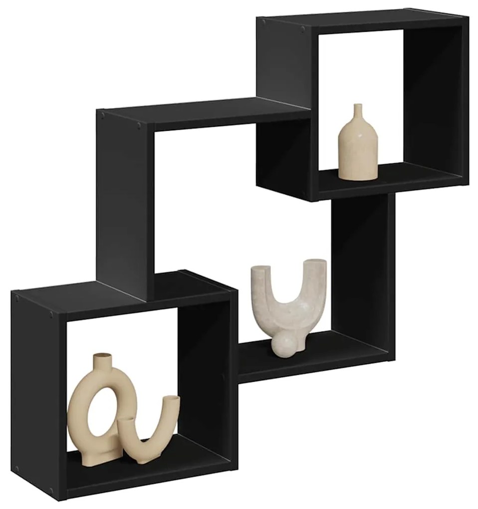 vidaXL Dulap de perete, 78x18x71 cm, negru, lemn prelucrat