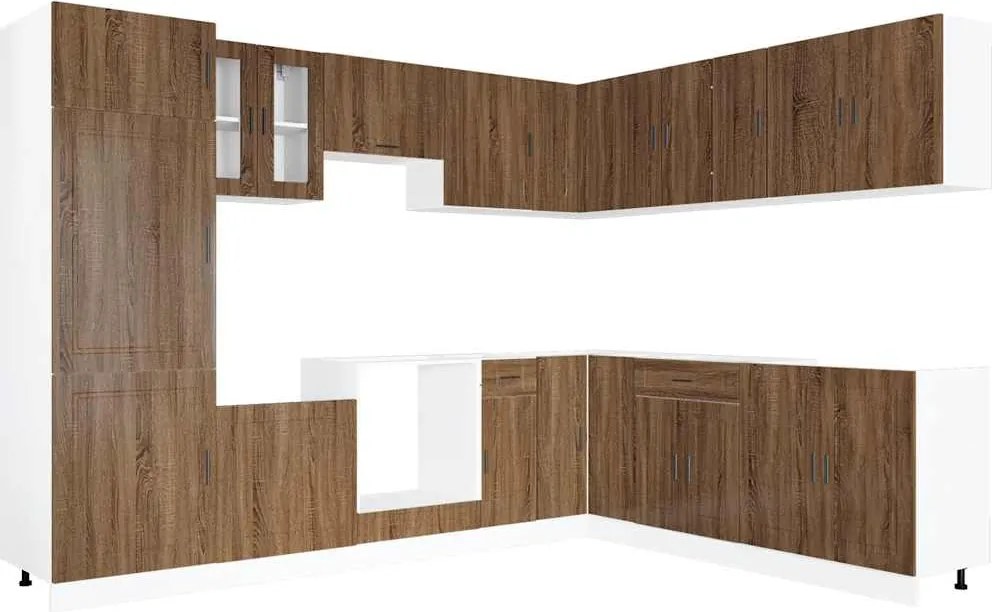 vidaXL Set dulap de bucătărie din 14 piese „Porto” stejar maro lemn