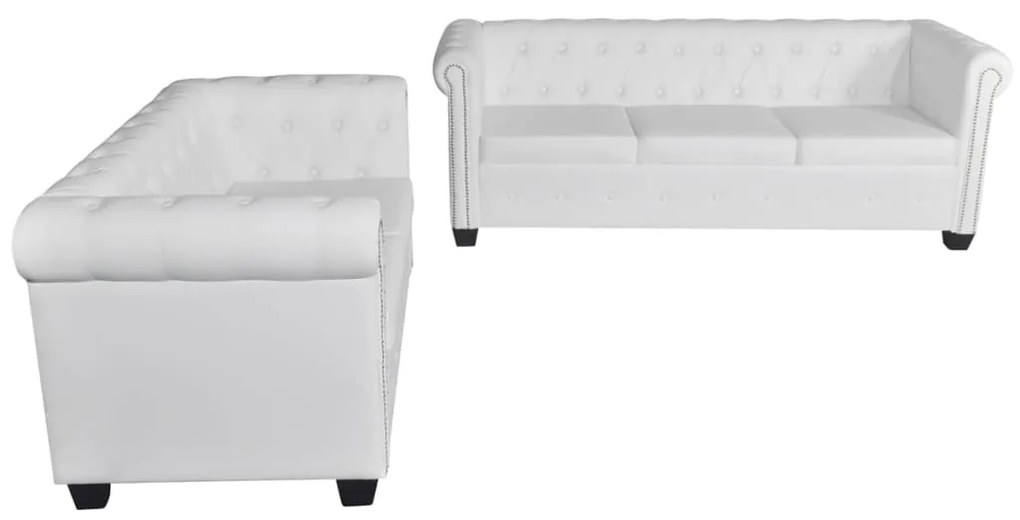272250 vidaXL Canapea Chesterfield cu 2 și 3 locuri, piele ecologică, alb
