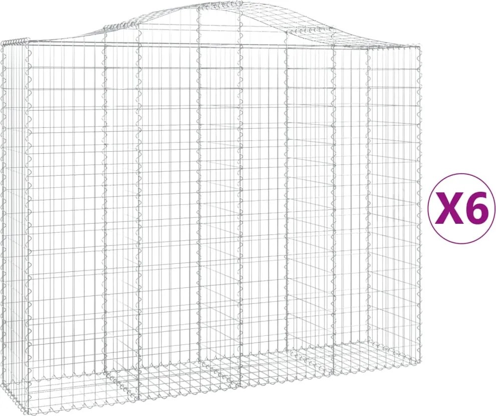vidaXL Coșuri gabion arcuite 6 buc, 200x50x160/180 cm, fier galvanizat