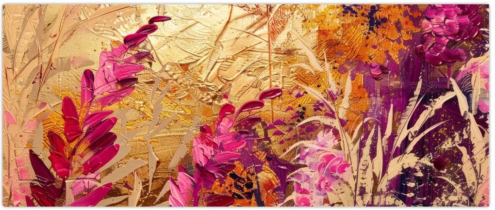 Tablou - Pictură abstractă de flori II. (120x50 cm)